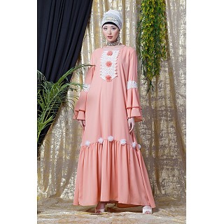 Party wear abaya- Peach